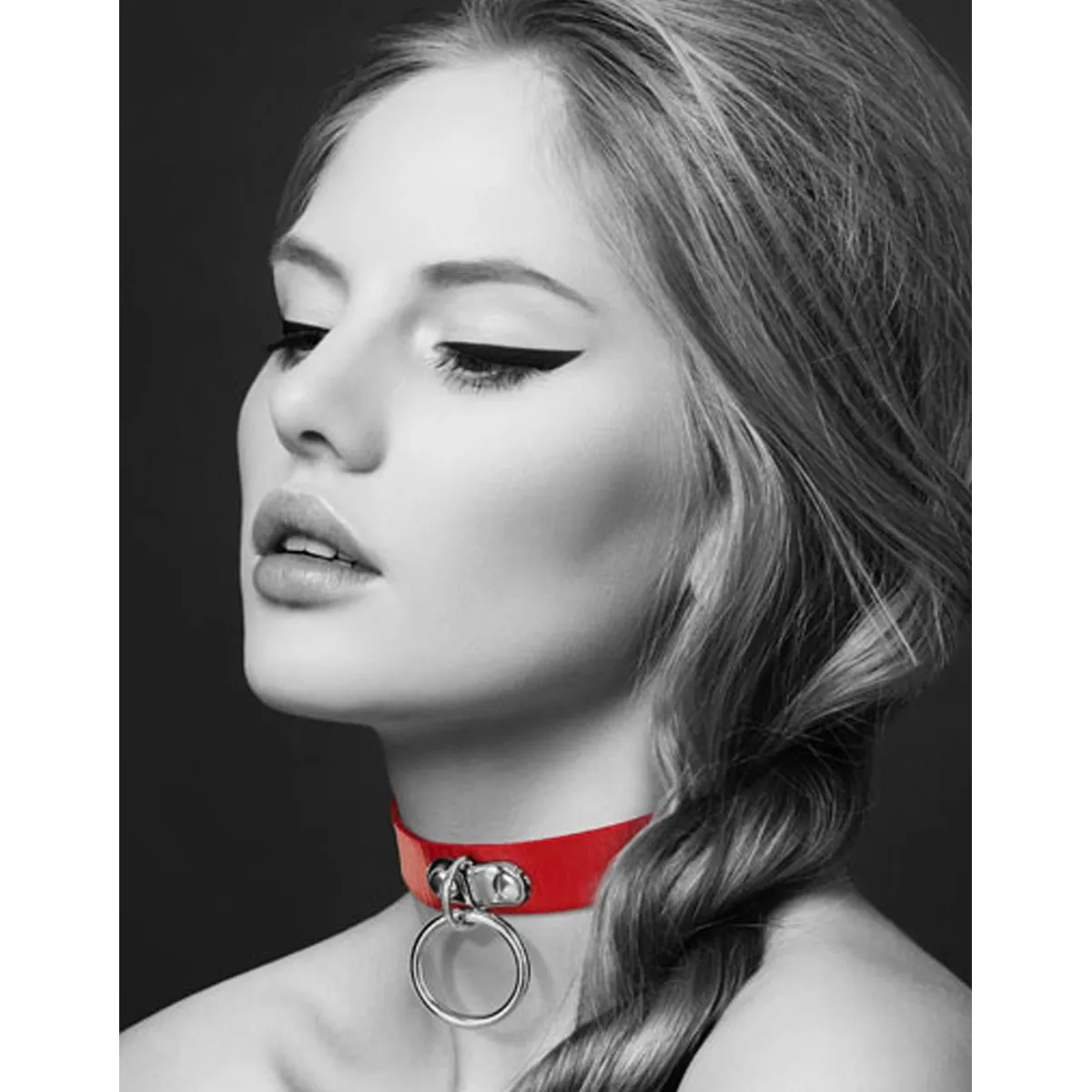 Rotes Lederhalsband SM mit silbernem Metallring für Leine – CC6060010030 Rotes Lederhalsband SM mit silbernem Metallring für Leine – CC6060010030