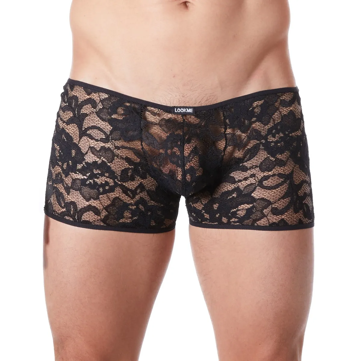 Schwarzer Boxer aus feiner Spitze mit leichter Transparenz – LM706-67BLK Schwarzer Boxer aus feiner Spitze mit leichter Transparenz – LM706-67BLK