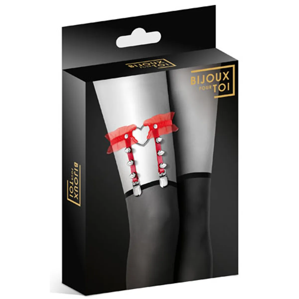 Rote Strumpfband mit Herzspitzen und Tüll - CC6060100030 – Bild 2