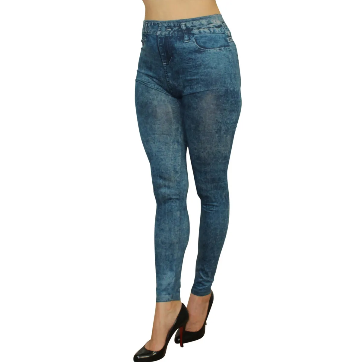 Blaue Leggings im verwaschenen Jeans-Look – FD1016