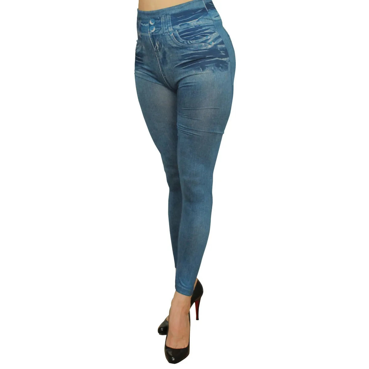 Blaue Leggings im Used-Jeans-Look – FD1014