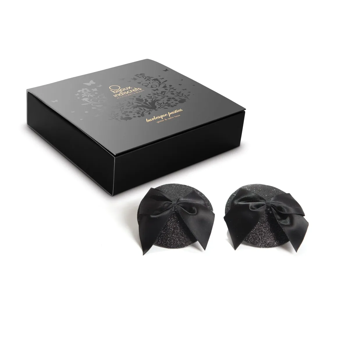 Burlesque Nippelabdeckungen mit Schleife und Pailletten – Schwarz