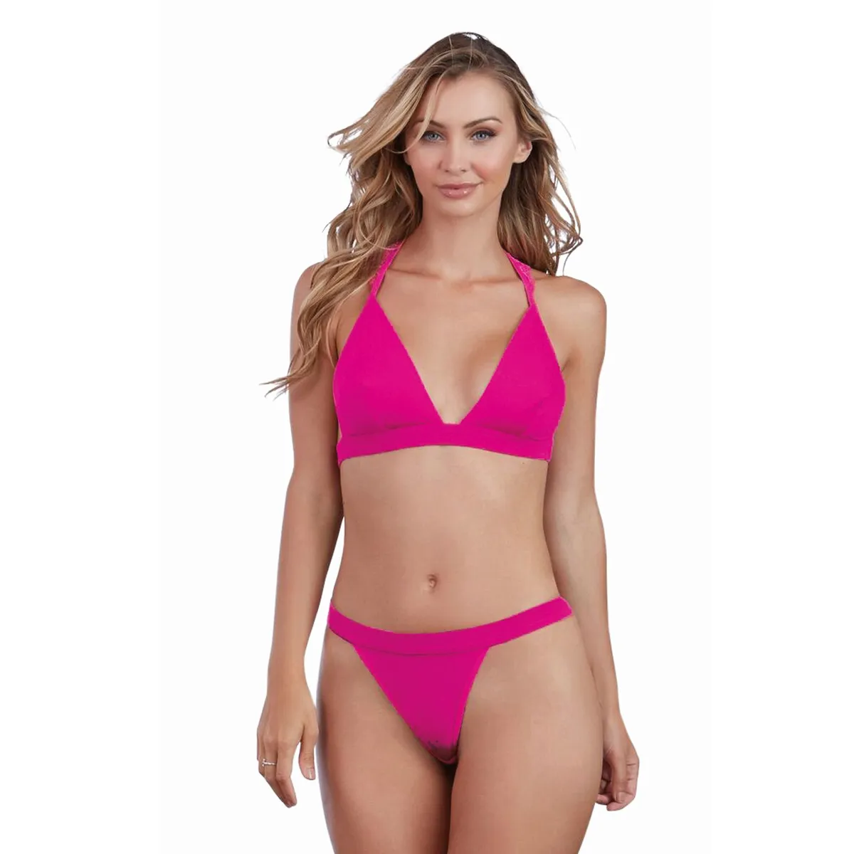 Magenta Jersey und Spitzen-Set – DG11074MAG