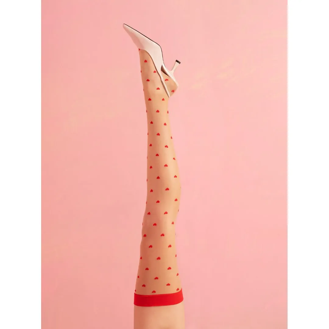 Love Booster Bas 15 DEN – Rot und Puder