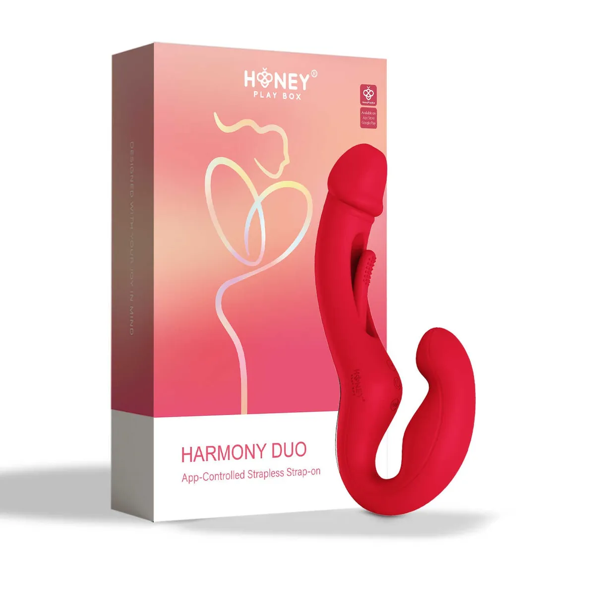 Harmony Duo Strap-on Vibrant mit Klopfen – Rot