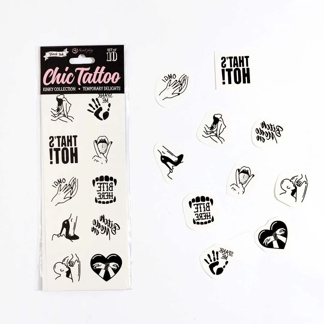 Kinky Kollektion – Temporäre Tattoos Packung mit 10