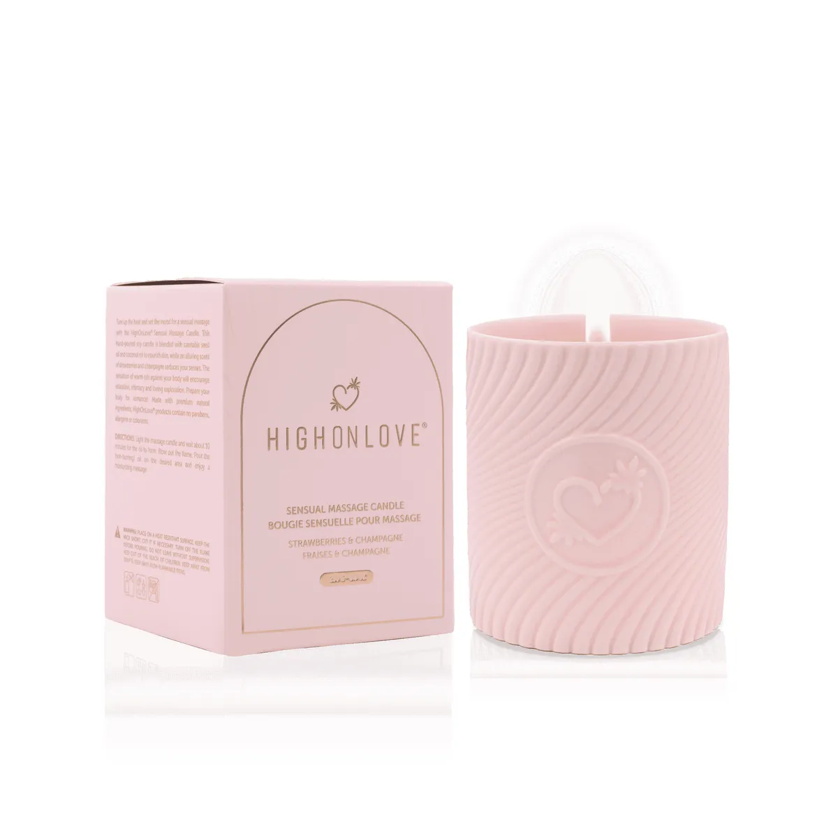 Massagekerze Rose 220 ml – Erdbeeren und Champagner