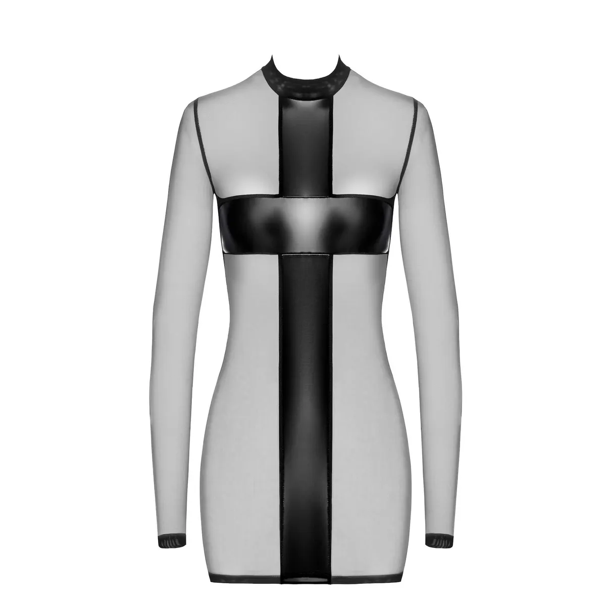 F369 Crossfire Mini-Kleid aus Netzstoff und Wetlook – Bild 5