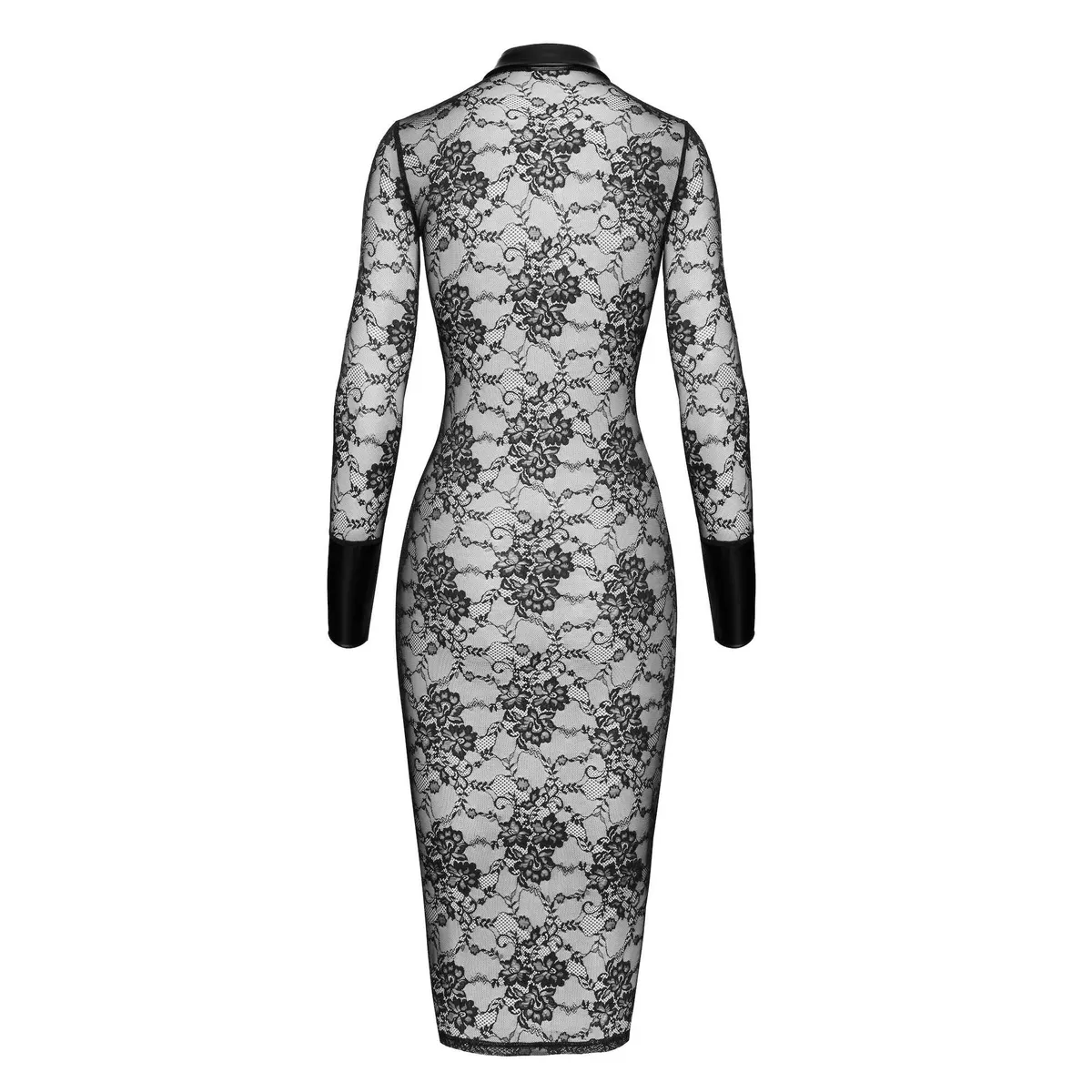 F376 Noirelle Knielanges Spitzenkleid mit Knöpfen – Bild 8