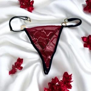 Bordeauxfarbener String mit abnehmbaren Ringen – PM05GOPC-BRED