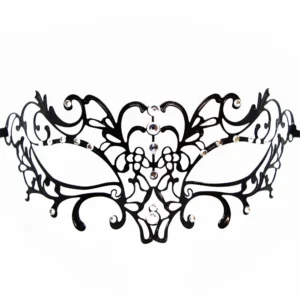 Venezianische Maske Elena starr schwarz mit Strass – HMJ-003BK