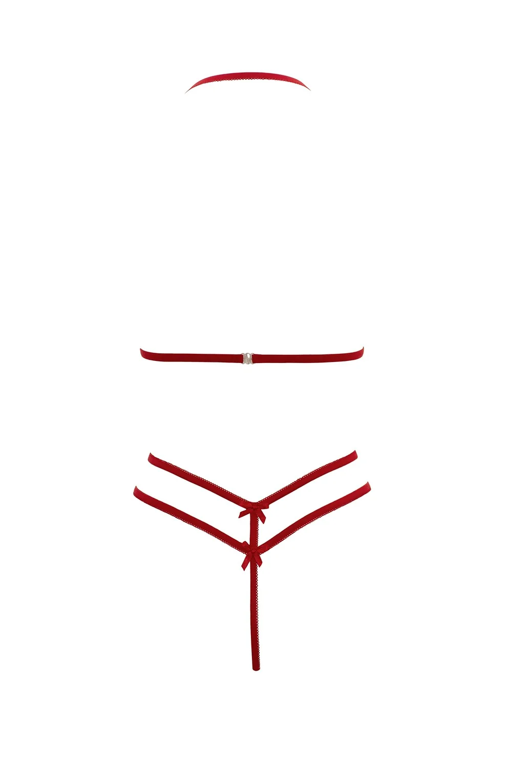 Roter Spitzen-BH mit abnehmbaren Körbchen und String - R221125430 – Bild 4