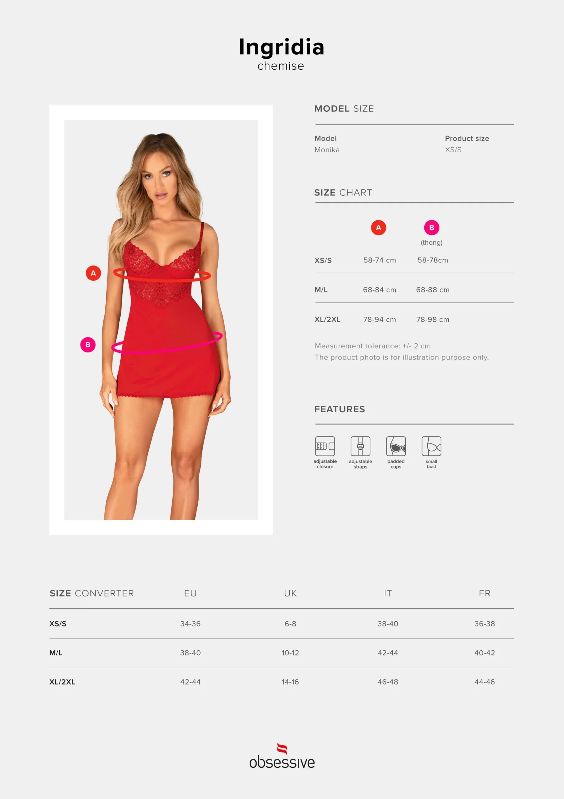 Ingridia nuisette et string - Rouge – Bild 9