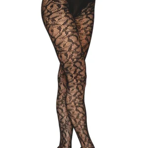 Schwarze Fantasie-Strumpfhose mit Höschenaufdruck – DG0529BLK