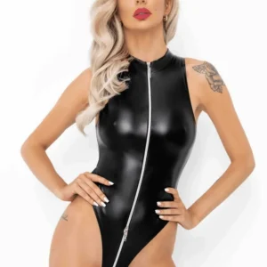 F294 Body Powerwetlook avec fermeture éclair sur le devant