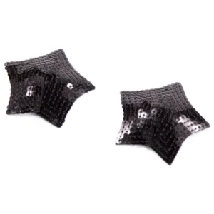 Paar selbstklebende Brustwarzenabdeckungen mit schwarzem Glitzerstern-Pailletten – NP-2024