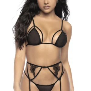 3 Stück schwarze Netzunterwäsche – MAL8785BLK 3 Stück schwarze Netzunterwäsche – MAL8785BLK