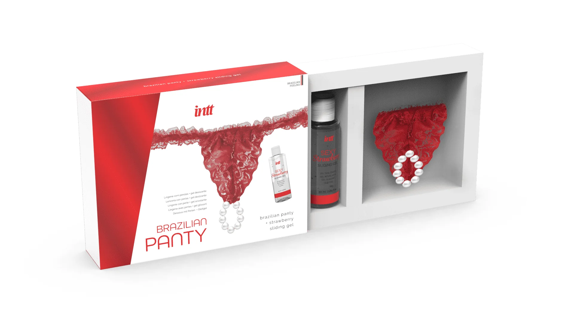 roter Brazilian Slip Spitze Perlenring einzigartig erotisch stimulierend sinnlich verführerisch transparent zierlich dehnbar komfortabel wasserbasiertes Erdbeer Gleitgel aromatisch – Bild 2