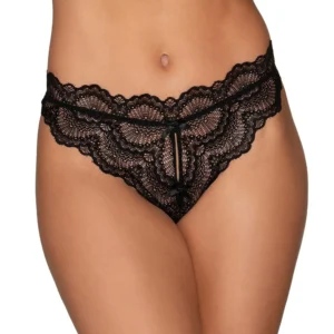 Schwarzer Tanga mit offenem Schritt – DG1468BLK