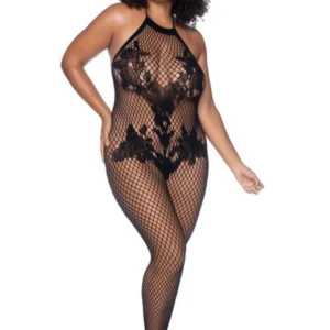 Große Größe Netz-Overall in Schwarz – MAL1116XBLK Große Größe Netz-Overall in Schwarz – MAL1116XBLK