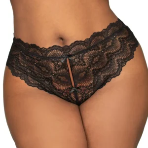 Schwarzer offener Tanga im Schritt in großer Größe – DG1468XBLK Schwarzer offener Tanga im Schritt in großer Größe – DG1468XBLK