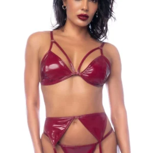 3-teiliges Set aus bordeauxfarbenem Vinyl – MAL2762GLWN