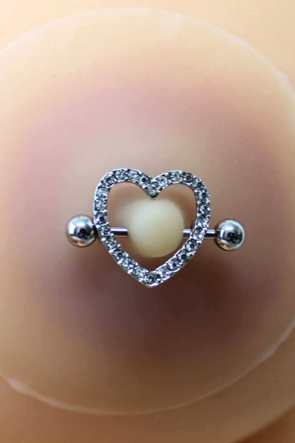Paar Brustwarzenpiercing-Stab Herz falscher Diamant helle Haut - XP004C – Bild 4