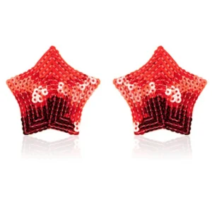 Paar selbstklebende Brustwarzenabdeckungen Stern glitzernde rote Pailletten – NP-2020