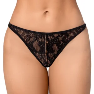 Schwarzer sexy Spitzen-String mit Ketten – MAL133BLK
