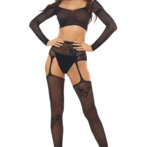 2-teiliges Set, Top und Strumpfhalter – REN7117-BLK 2-teiliges Set, Top und Strumpfhalter – REN7117-BLK