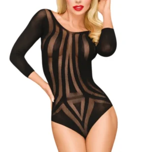 Fantasie-Body mit Dreiviertelärmeln schwarz Under my spell – PH0115BLK