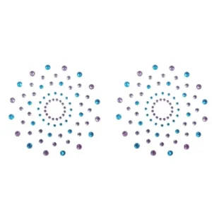 Paar blaue und violette Strass-Klebe-Nippelabdeckungen – NP-1020BLU