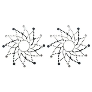 Paar schwarze und weiße Strass-Nippelabdeckungen – NP-1020BLK