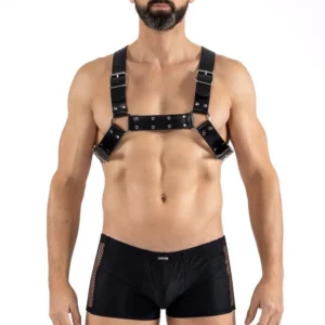 Männergeschirr aus Kunstleder mit gekreuzten Riemen am Rücken – LM302412152