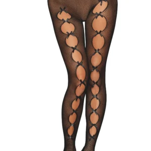 Schwarze Netz-Fantasiestrumpfhose mit Rückennaht – DG0528BLK