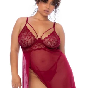 Großes Nachthemd in Himbeerfarbe und String – MAL7555XROSW