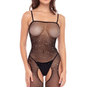 Schwarzer glitzernder Bodystocking – REN7097-BLK