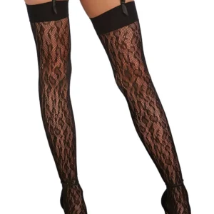 Schwarze Netzstrümpfe mit Leopardenmuster. – DG0347BLK