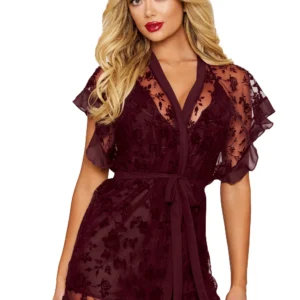 Nachthemd und Morgenmantel in Auberginenfarbe – DG13666CHE