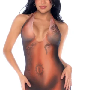 Transparenter Illusions-Tattoo-Kleid – MAL40010