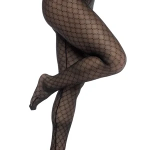 Schwarze transparente Netzstrumpfhose mit Aufdruck – MAL1111BLK Schwarze transparente Netzstrumpfhose mit Aufdruck – MAL1111BLK