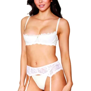 Halbschalen-BH mit Bügeln aus feiner weißer Spitze – DG13252WHT