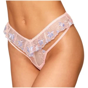 String mit rosa Blumenstickerei mit V-förmiger Taille – DG1495ROS