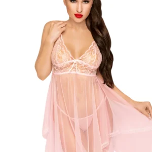 Nachthemd und passender String Rose Naughty Doll – PH0084PNK