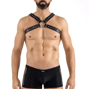 Männergeschirr aus Kunstleder mit breiten Riemen und Ringen – LM302412187