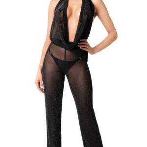 Glitzernder Transparenter Netzstoff Elastischer Powernetstoff Rückenfreier Tiefausgeschnittener Figurbetonter Weitbeinig Fließender Sexy Auffälliger Partytauglicher Clubtauglicher Stretchkomfort Glänzender Abendtauglicher Sinnlicher