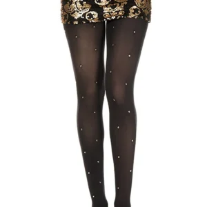 schwarze halbtransparente Strumpfhose mit Strass – MH37011BLK