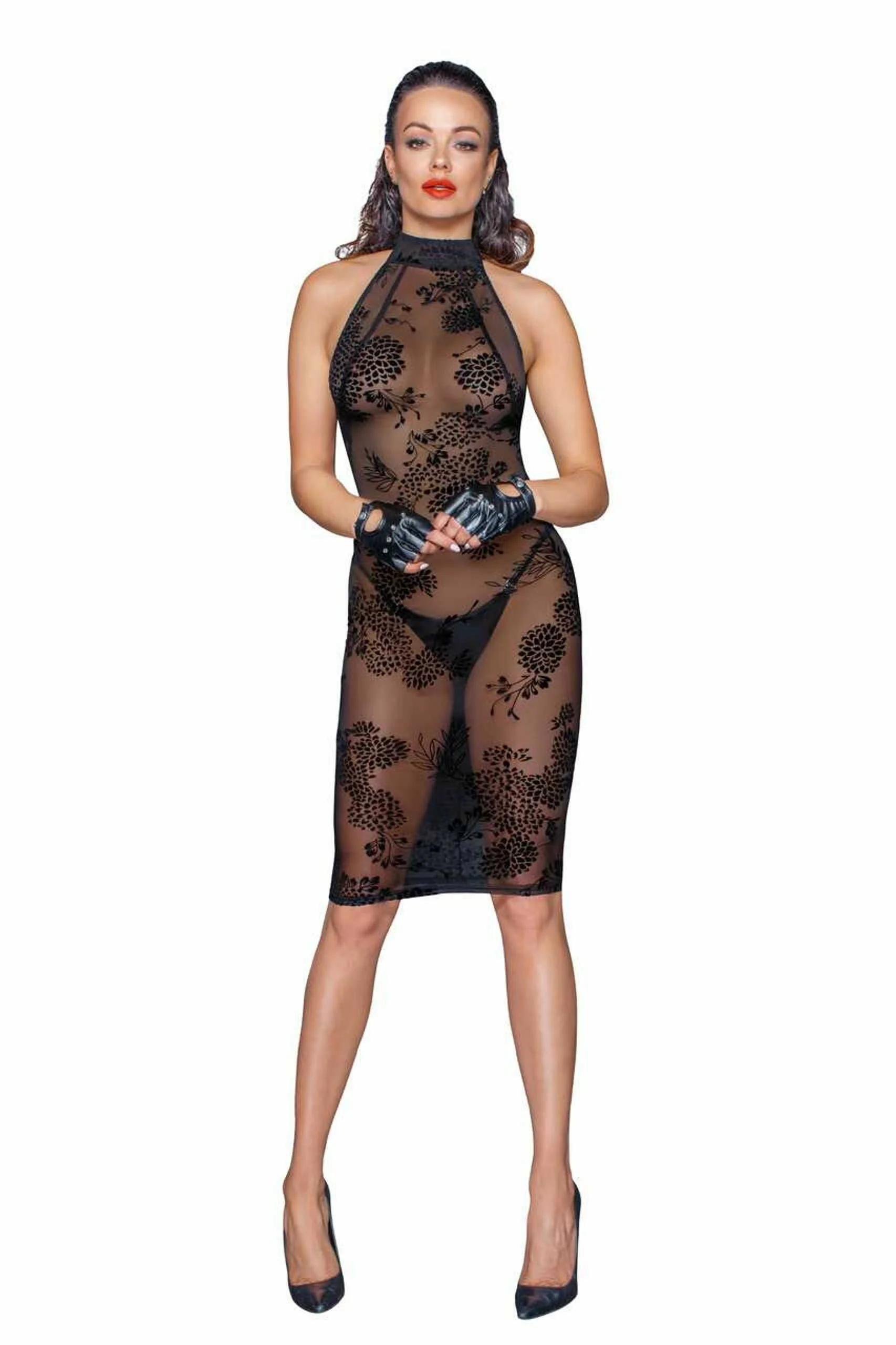 F240 Robe midi en tulle avec bretelles en velours dans le dos – Bild 3