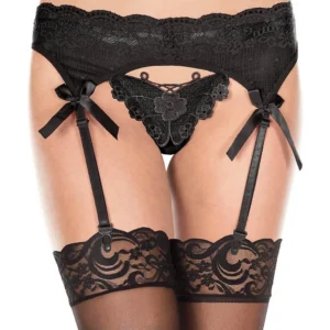 Strumpfhalter mit integriertem Schmetterlingstanga – MH7736BLK