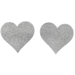 Paar weiße glitzernde Herz-Nippelabdeckungen – NP-1049WHT
